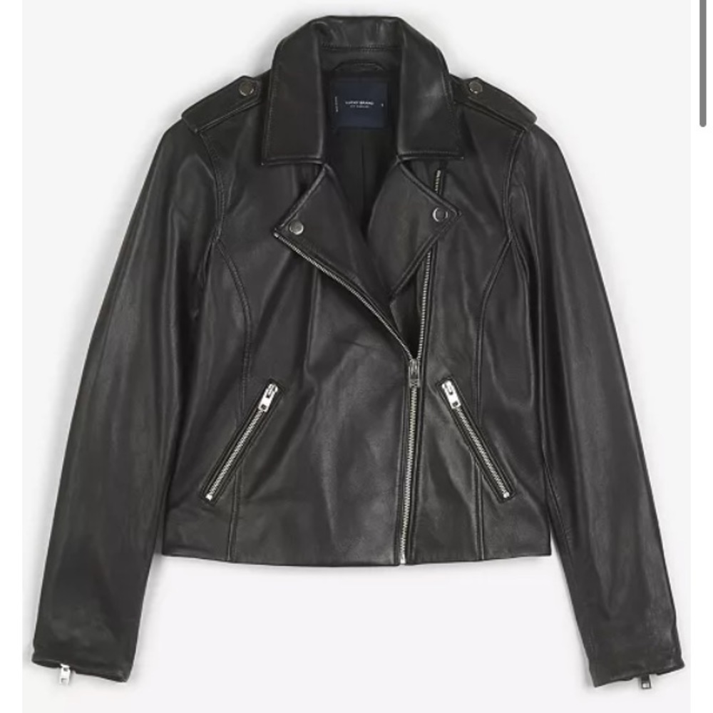 Lucky Brand Moto Black Leather Jacket XS